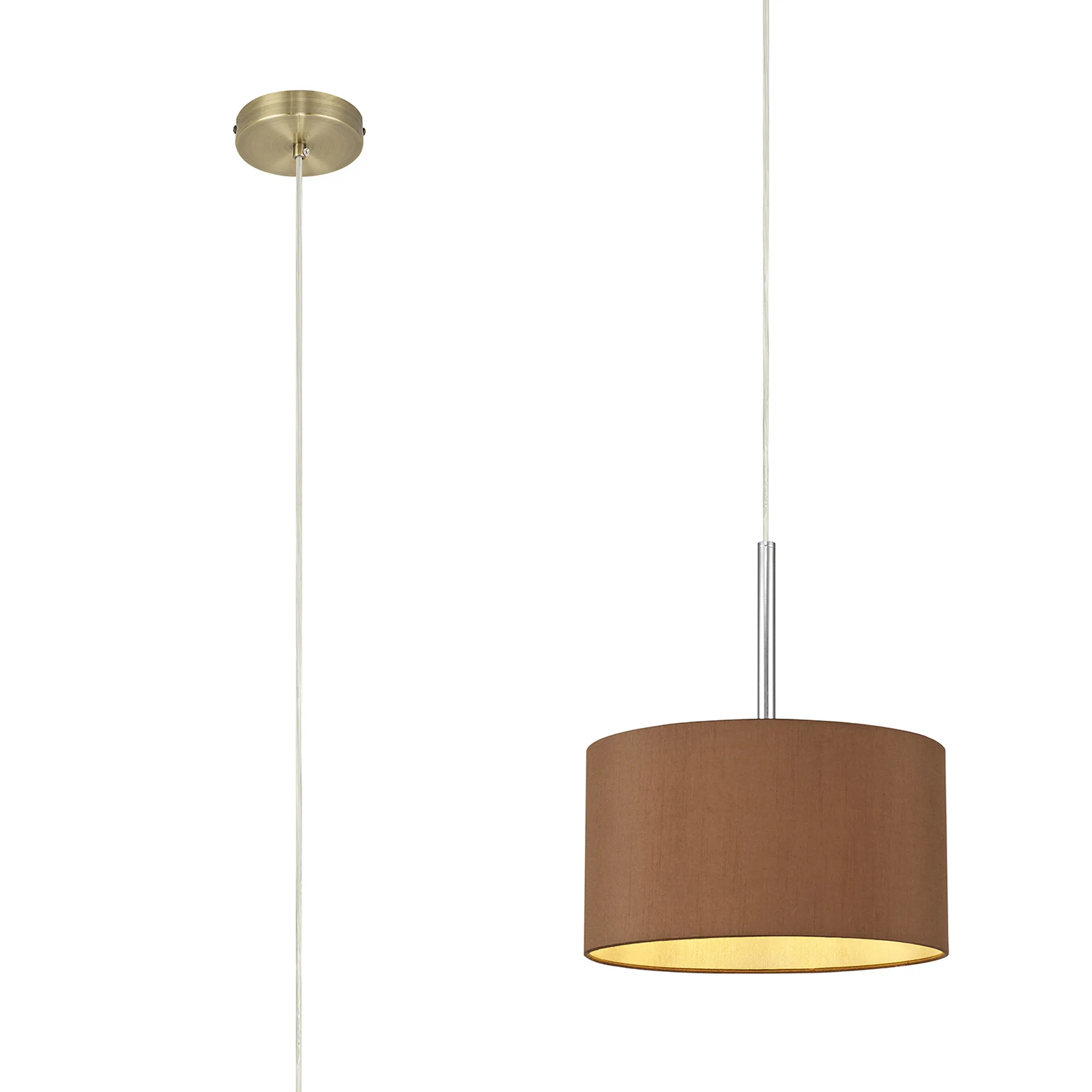 DK0202  Baymont 30cm Pendant 1 Light Antique Brass, Raw Cocoa/Grecian Bronze